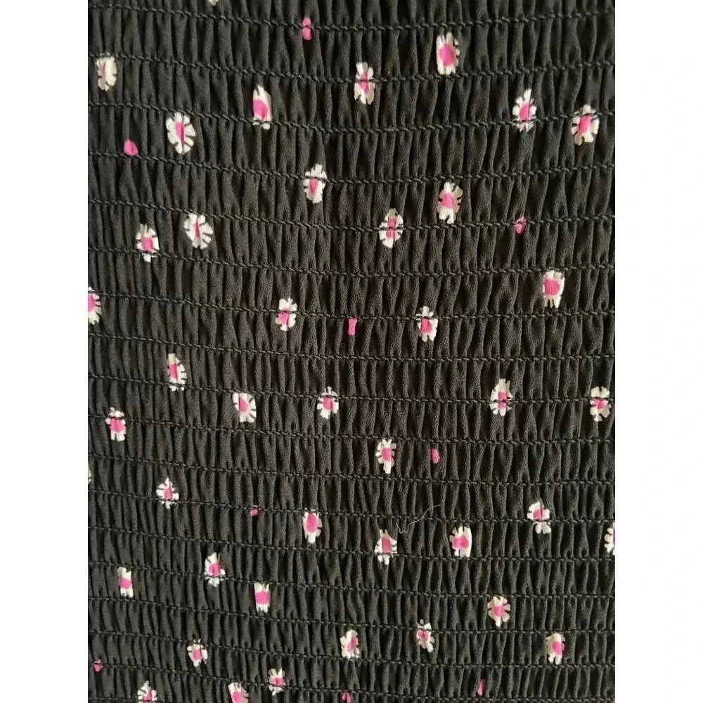 Kate Spade New York Daisy Dot Shirt Dress Size 0 Black Pink Polka Dot Florals